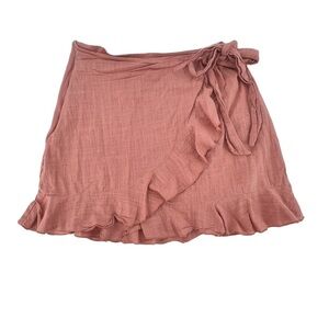 SHEIN Pink Ruffled Wrap Bow Tie Mini Skirt Size Medium Women’s
